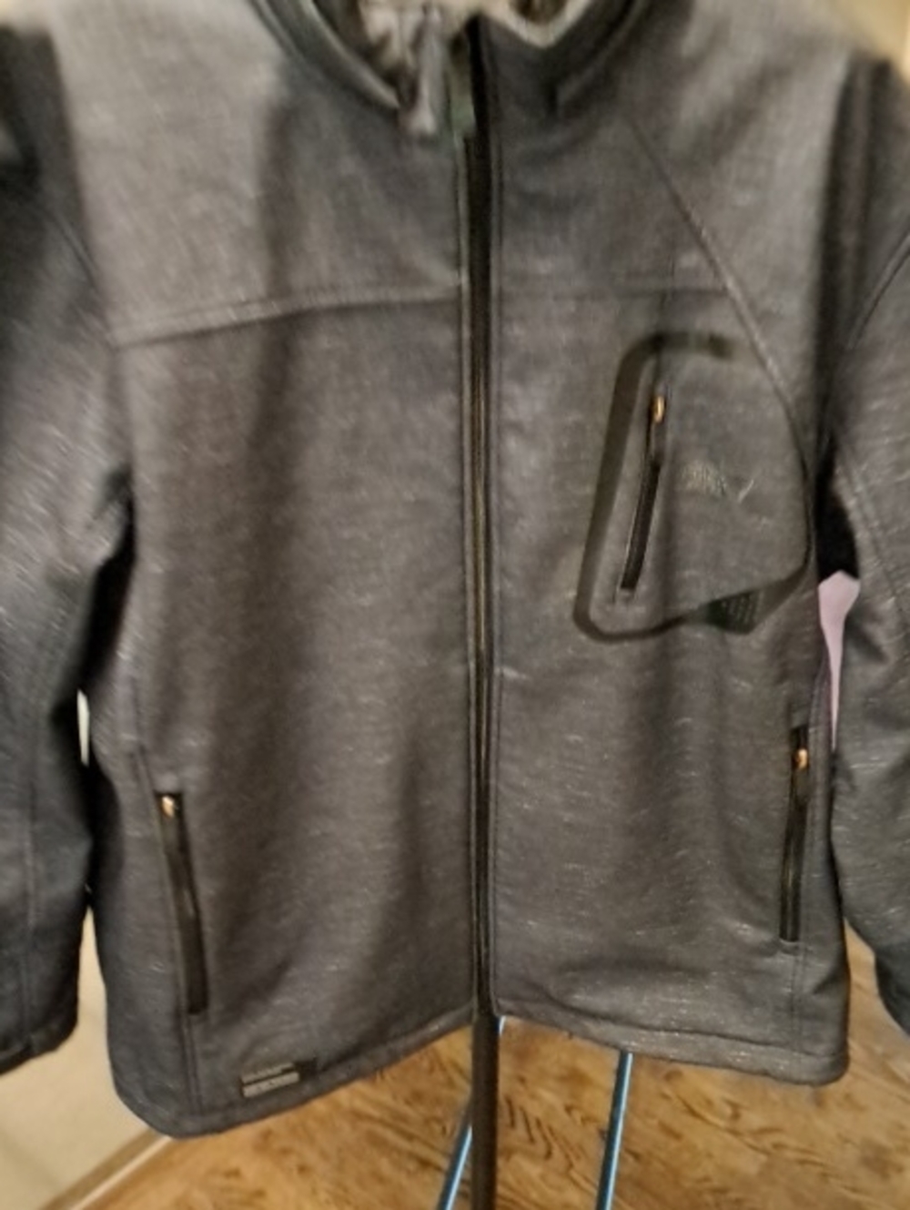 Men's Dark Gray Blue Zip-Up Jacket - Casual Outdoor Coat